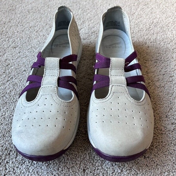 DANSKO Slip On Sz 40 / 9 9.5 Hope Grey Nubuck Leather Purple Strap Mary Jane - Picture 4 of 7